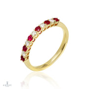 Adoré Round Brilliant Ruby and Diamond Wedding Ring